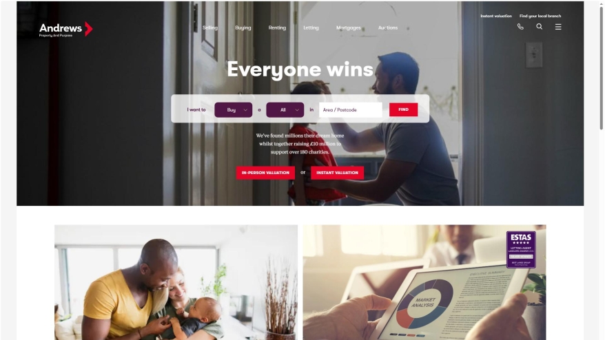 Screenshot of Andrews website