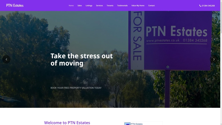 Screenshot of PTN Estates website